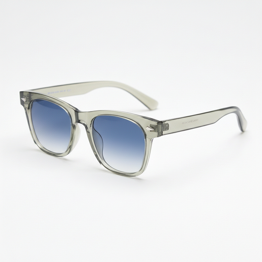 Julie Blue Gradient Lens Sunglasses - Green Rectangle TR90 Frame - Side View