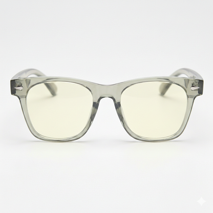 Julie Blue Light Lens Glasses - Green Rectangle TR90 Frame - Front View