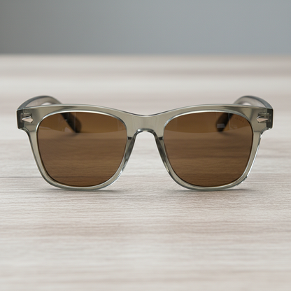 Julie Brown Tinted Lens Sunglasses - Green Rectangle TR90 Frame - Lifestyle Shot