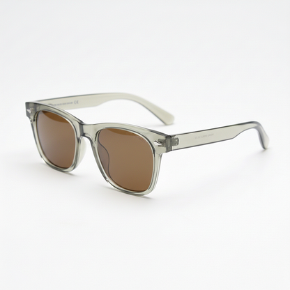 Julie Brown Tinted Lens Sunglasses - Green Rectangle TR90 Frame - Side View