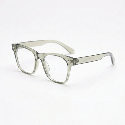 Julie Clear Lens Glasses - Green Rectangle TR90 Frame - Side View