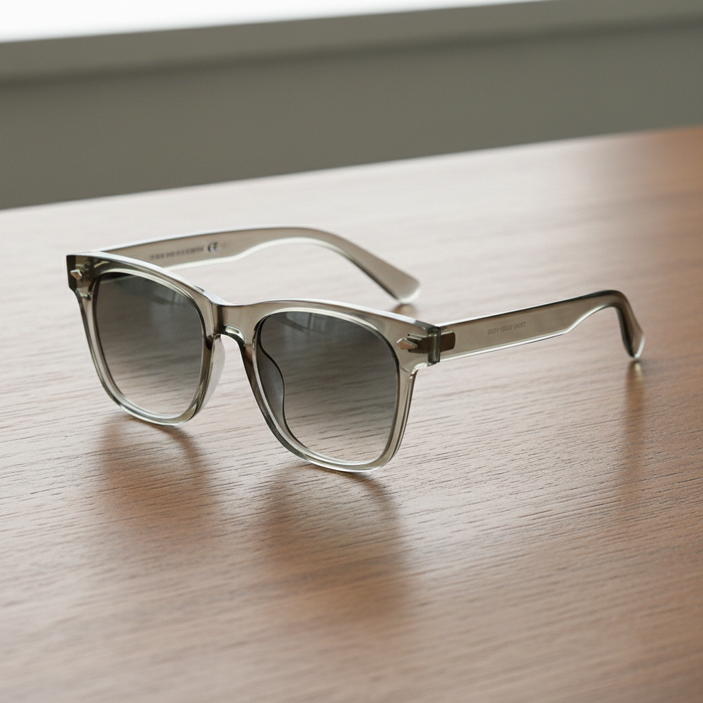 Julie Grey Gradient Lens Sunglasses - Green Rectangle TR90 Frame - Lifestyle Shot