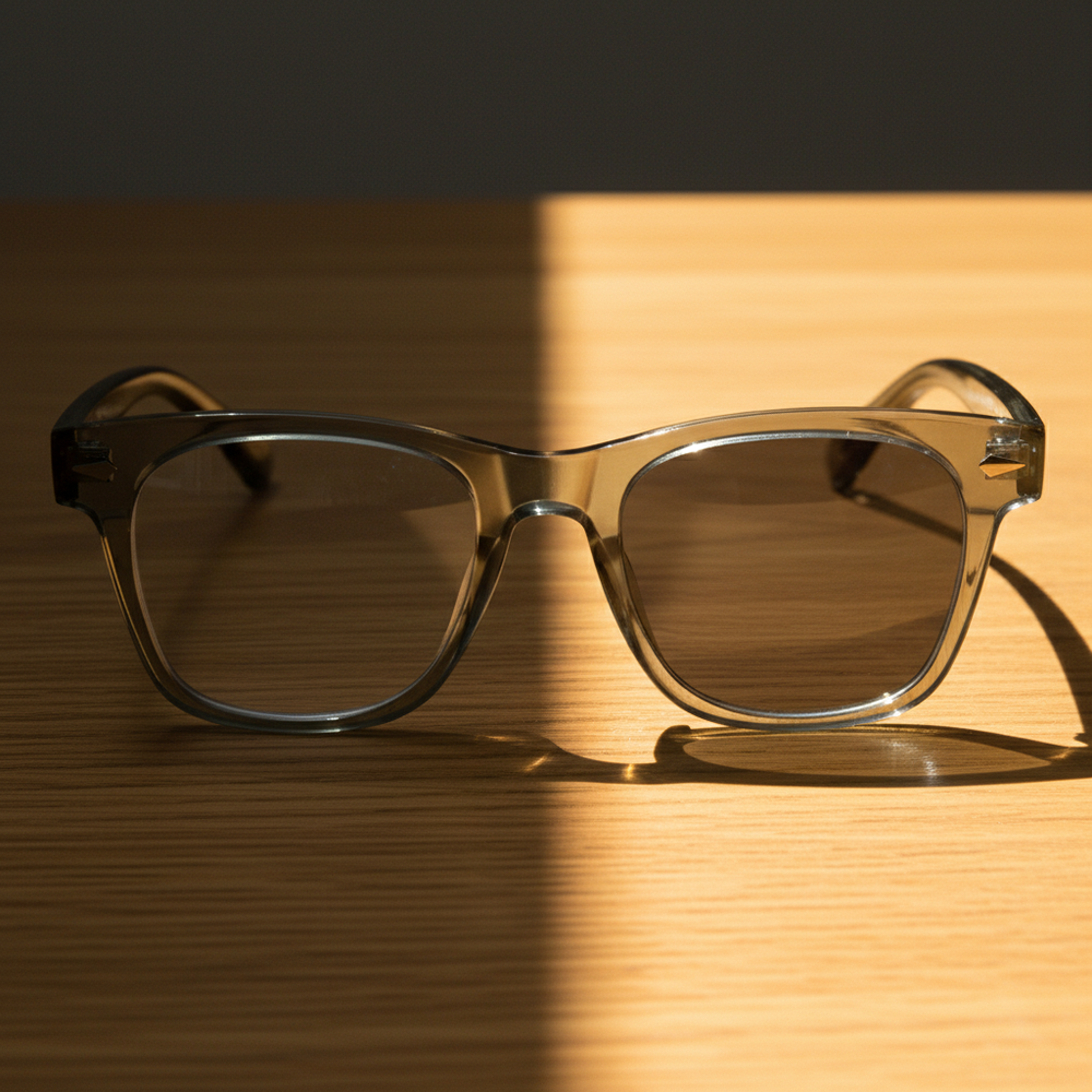 Julie Grey Photochromic Lens Glasses - Green Rectangle TR90 Frame