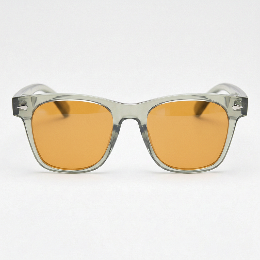 Julie Orange Tinted Lens Sunglasses - Green Rectangle TR90 Frame - Front View