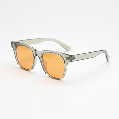 Julie Orange Tinted Lens Sunglasses - Green Rectangle TR90 Frame - Side View