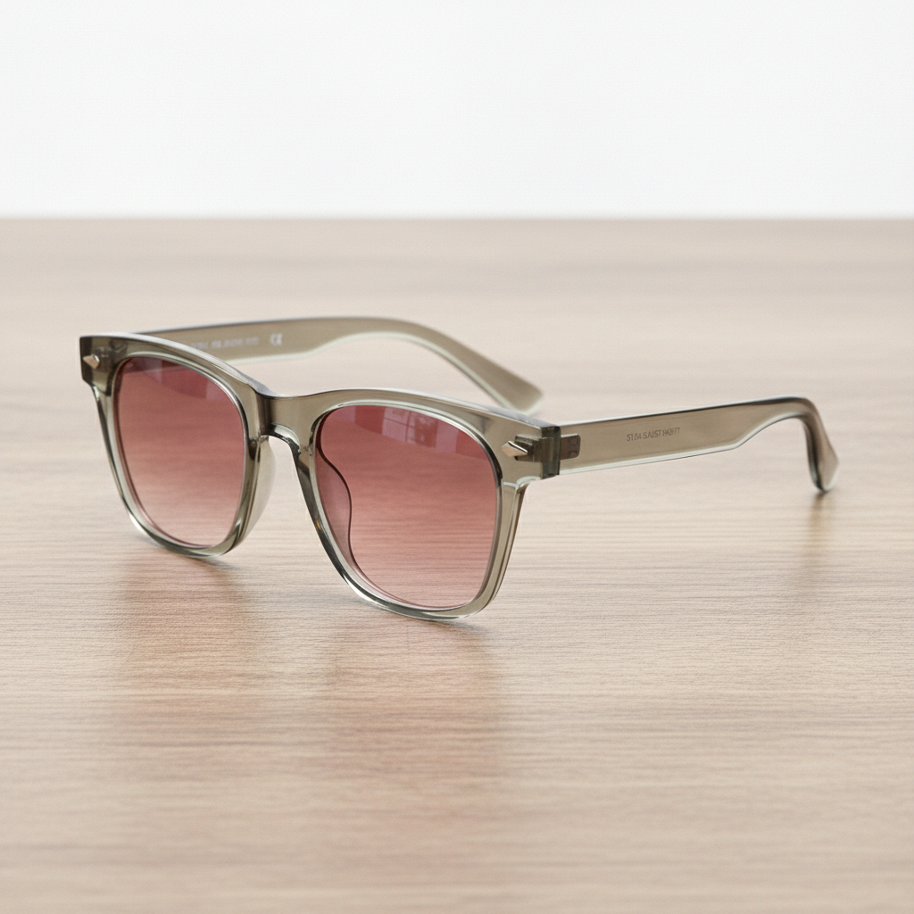 Julie Pink Gradient Lens Sunglasses - Green Rectangle TR90 Frame - Lifestyle Shot