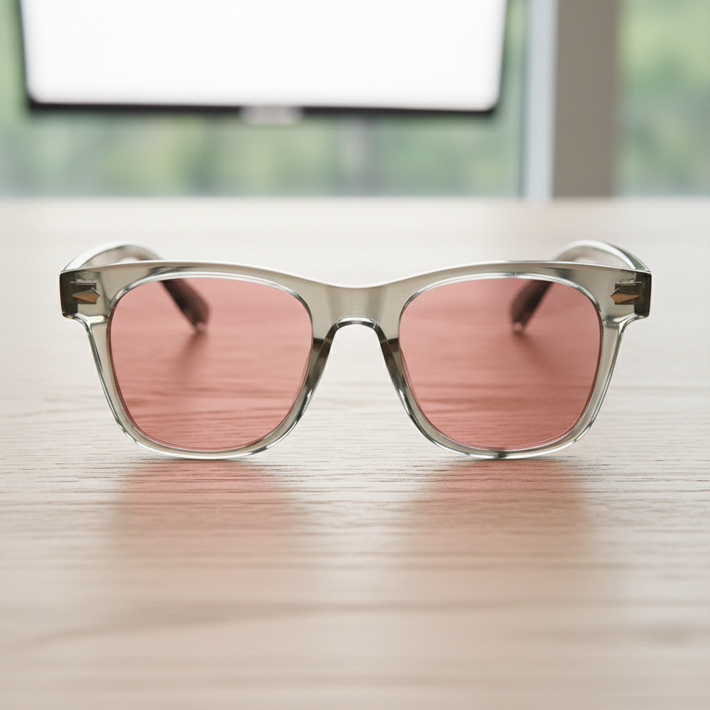 Julie Pink Tinted Lens Sunglasses - Green Rectangle TR90 Frame