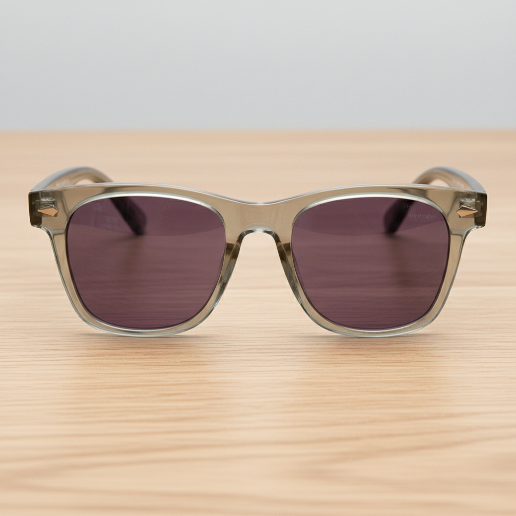 Julie Purple Tinted Lens Sunglasses - Green Rectangle TR90 Frame - Lifestyle Shot