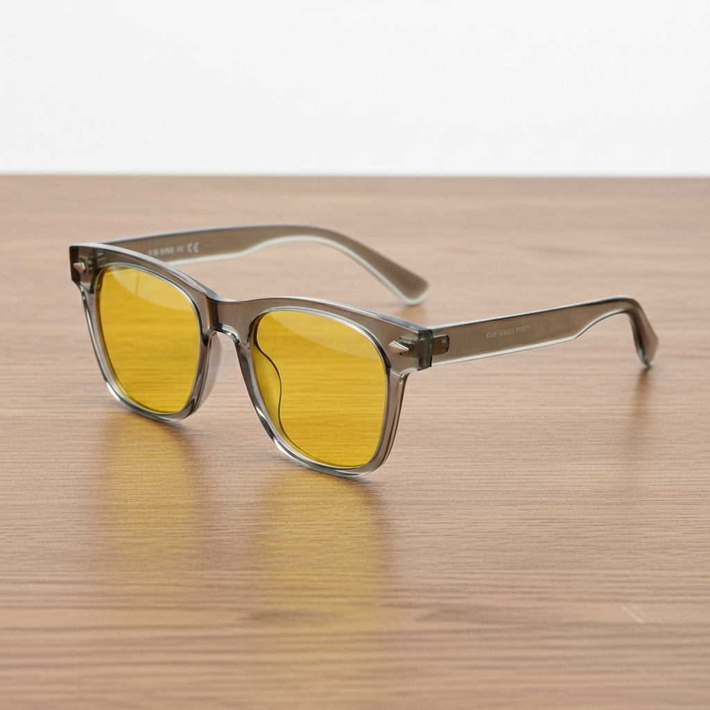 Julie Yellow Tinted Lens Sunglasses - Green Rectangle TR90 Frame - Lifestyle Shot
