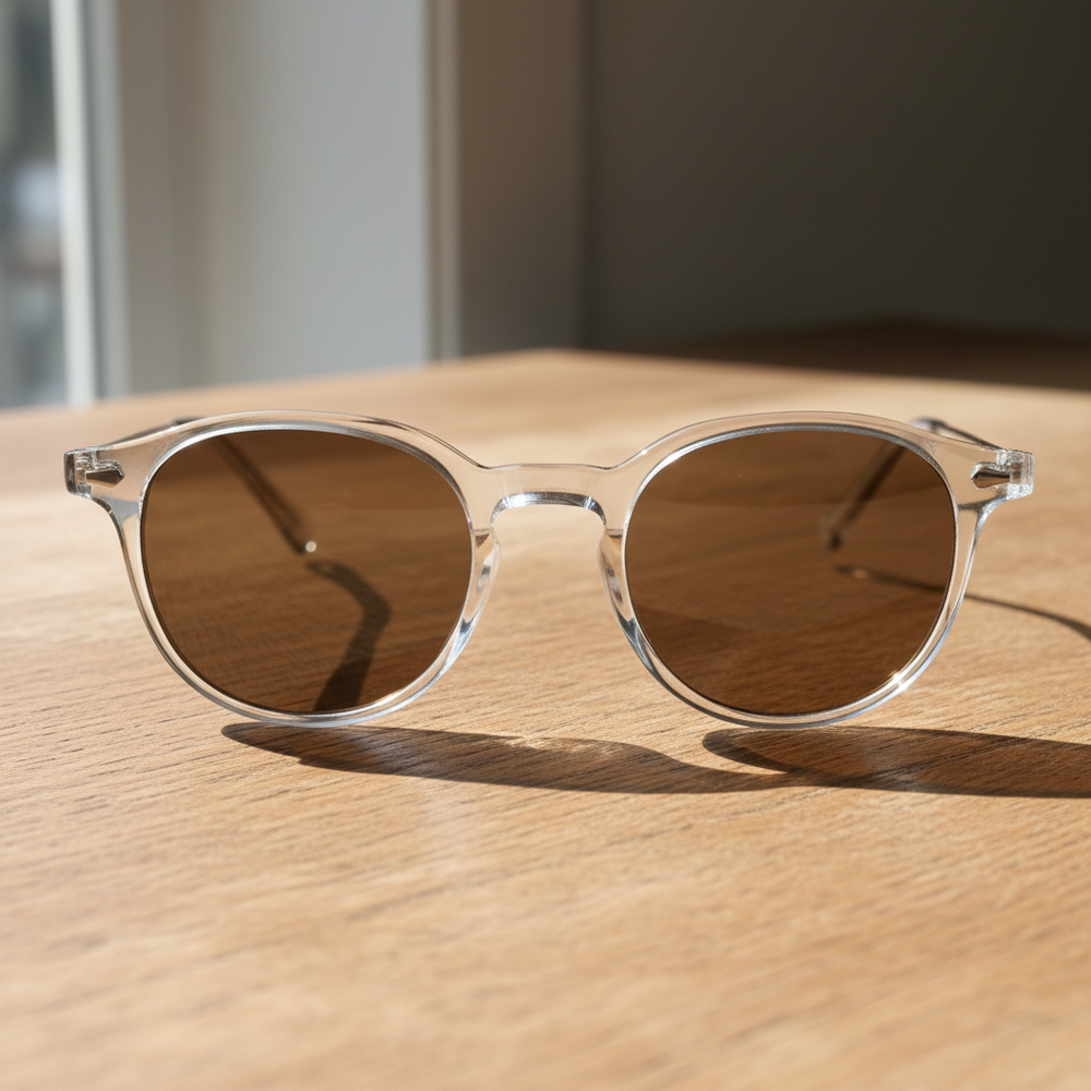 Lora Brown Tinted Lens Sunglasses - Clear Round TR90 Frame