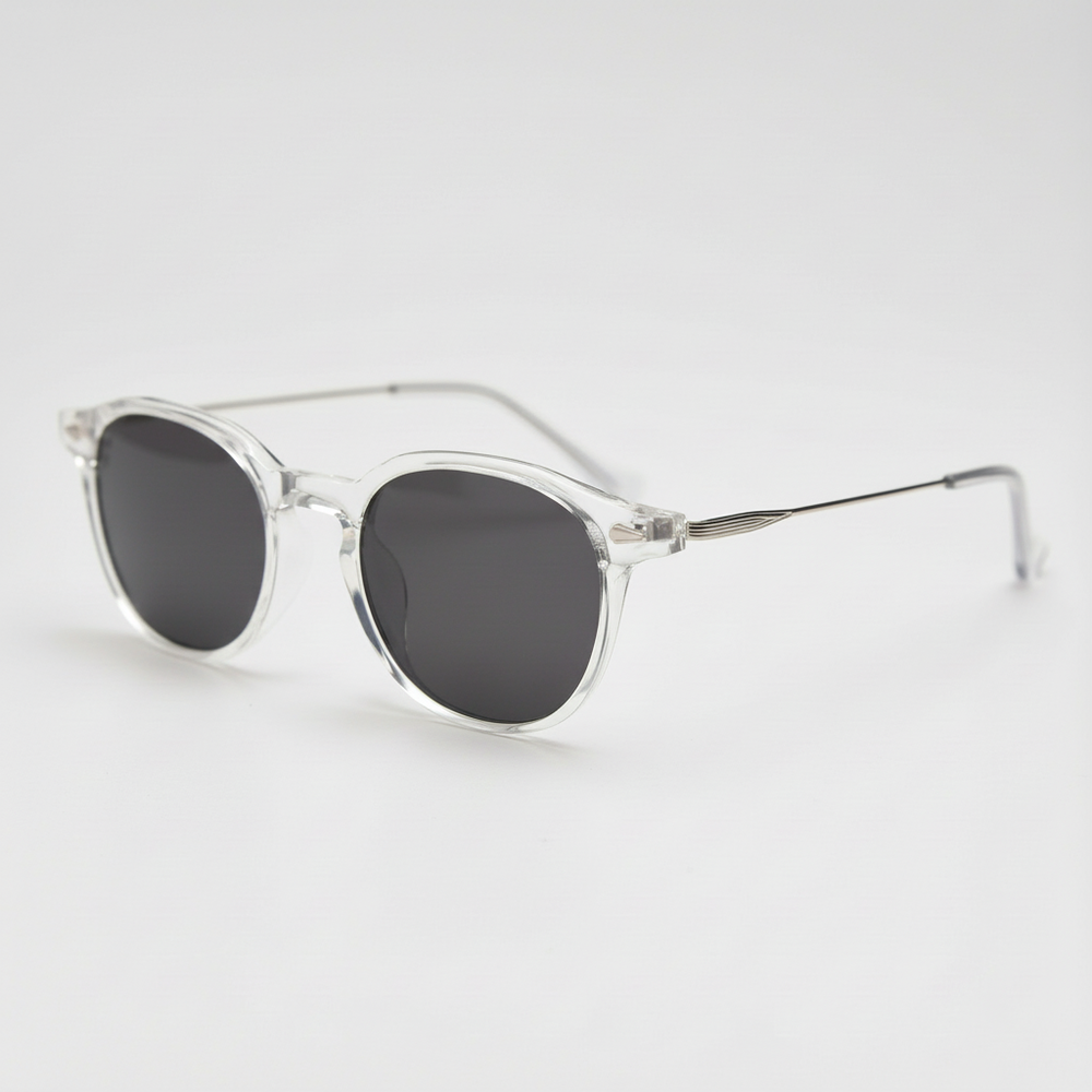 Lora Grey Tinted Lens Sunglasses - Clear Round TR90 Frame