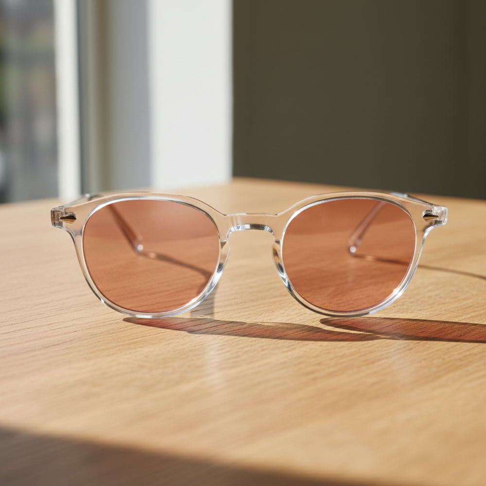 Lora Pink Tinted Lens Sunglasses - Clear Round TR90 Frame