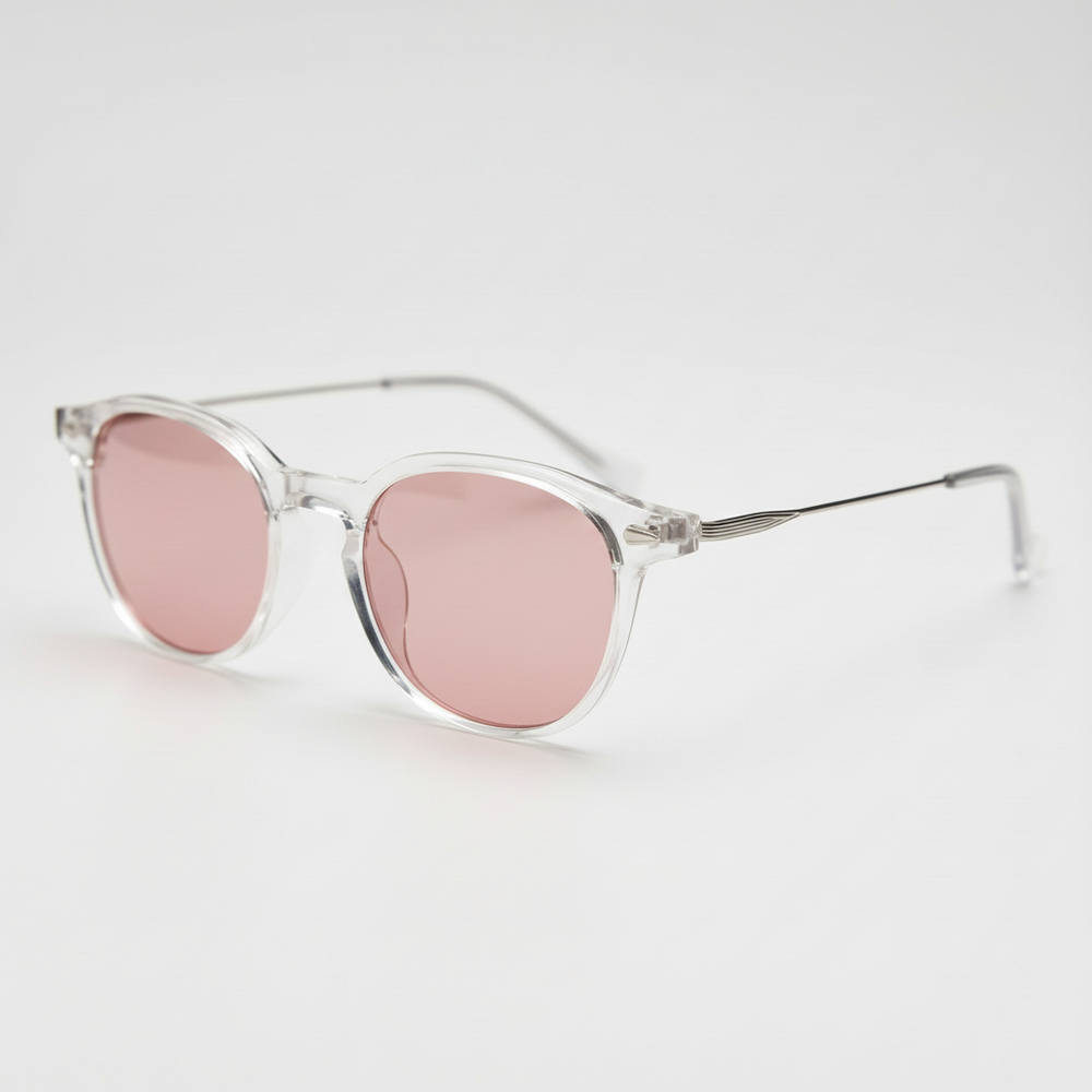 Lora Pink Tinted Lens Sunglasses - Clear Round TR90 Frame