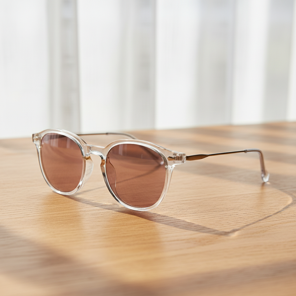 Lora Rose Tinted Lens Sunglasses - Clear Round TR90 Frame FL-41 Glasses