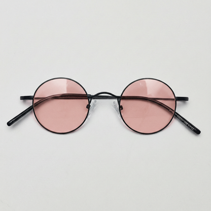 LVY Rose Tinted Lens Sunglasses - Matte black Round Titanium Frame FL-41 Glasses - Front View