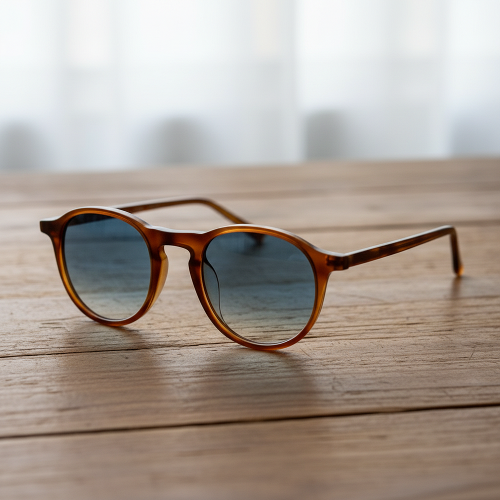 Moira Blue Gradient Lens Sunglasses - Tortoise Round TR90 Frame