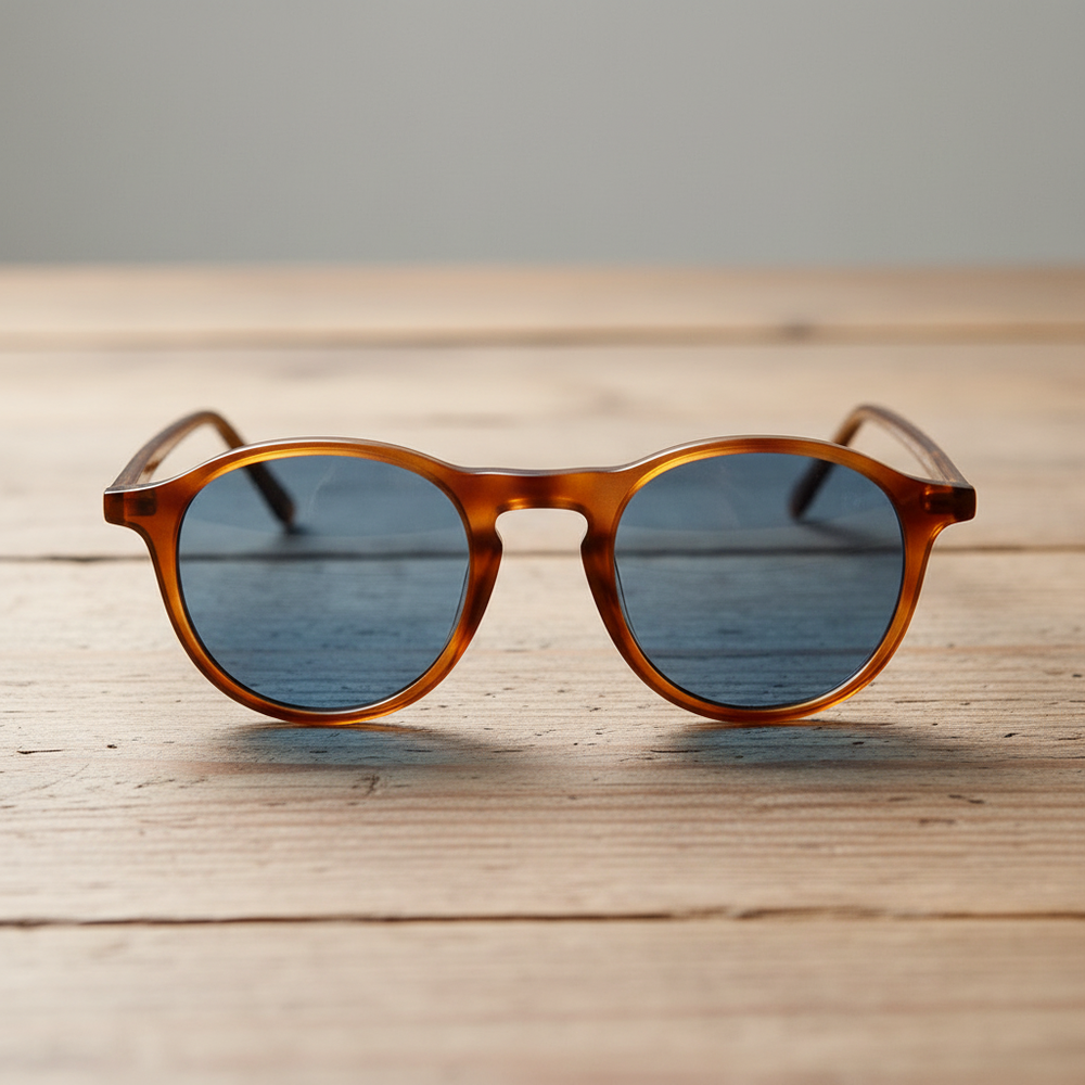 Moira Blue Tinted Lens Sunglasses - Tortoise Round TR90 Frame