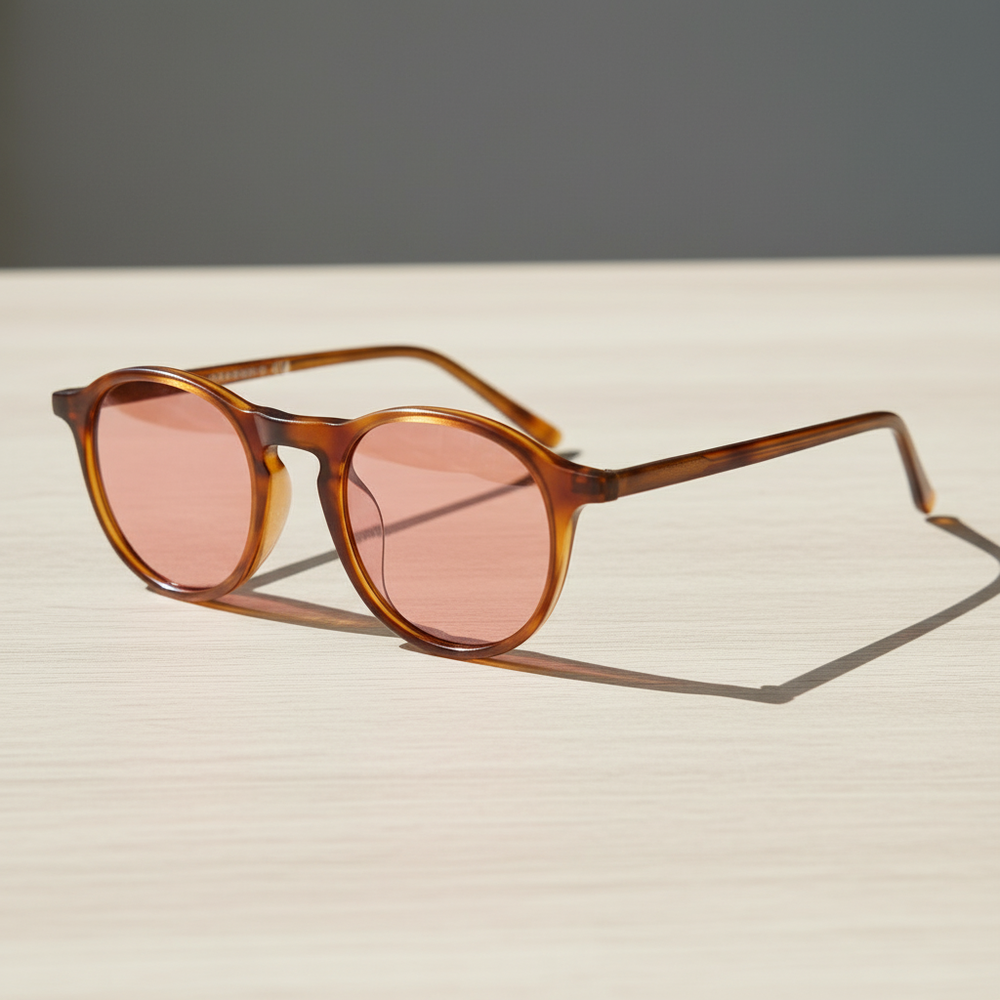 Moira Pink Tinted Lens Sunglasses - Tortoise Round TR90 Frame