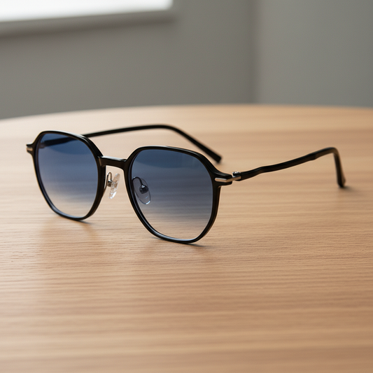 Nina Blue Gradient Lens Sunglasses - Black Square TR90 Frame - Lifestyle Shot