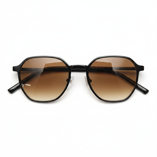 Nina Brown Gradient Lens Sunglasses - Black Square TR90 Frame - Front View