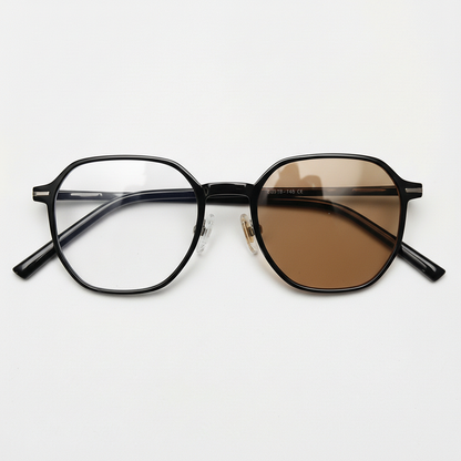 Nina Brown Photochromic Lens Glasses - Black Square TR90 Frame - Front View