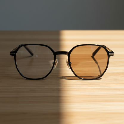 Nina Brown Photochromic Lens Glasses - Black Square TR90 Frame - Lifestyle Shot