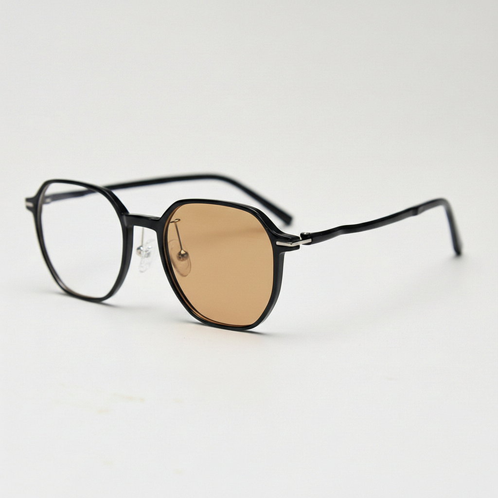 Nina Brown Photochromic Lens Glasses - Black Square TR90 Frame - Side View