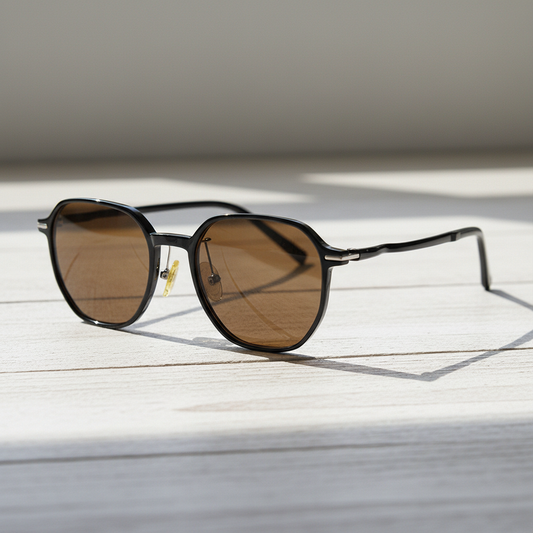 Nina Brown Tinted Lens Sunglasses - Black Square TR90 Frame - Lifestyle Shot