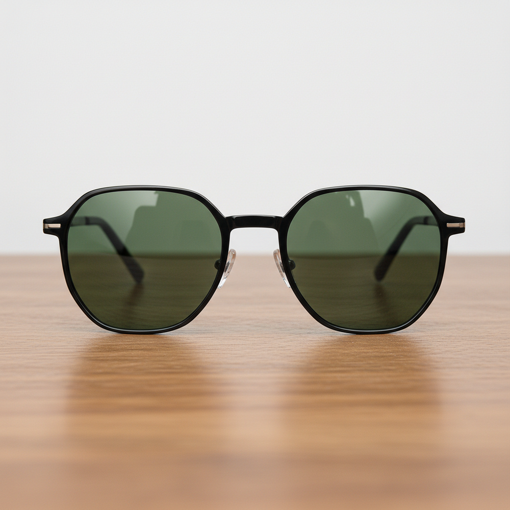 Nina Green Tinted Lens Sunglasses - Black Square TR90 Frame