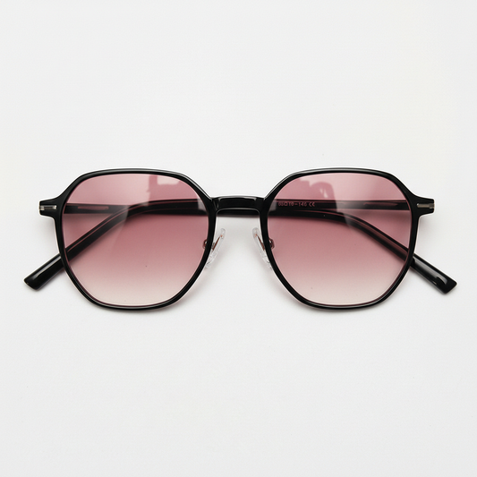 Nina Pink Gradient Lens Sunglasses - Black Square TR90 Frame - Front View