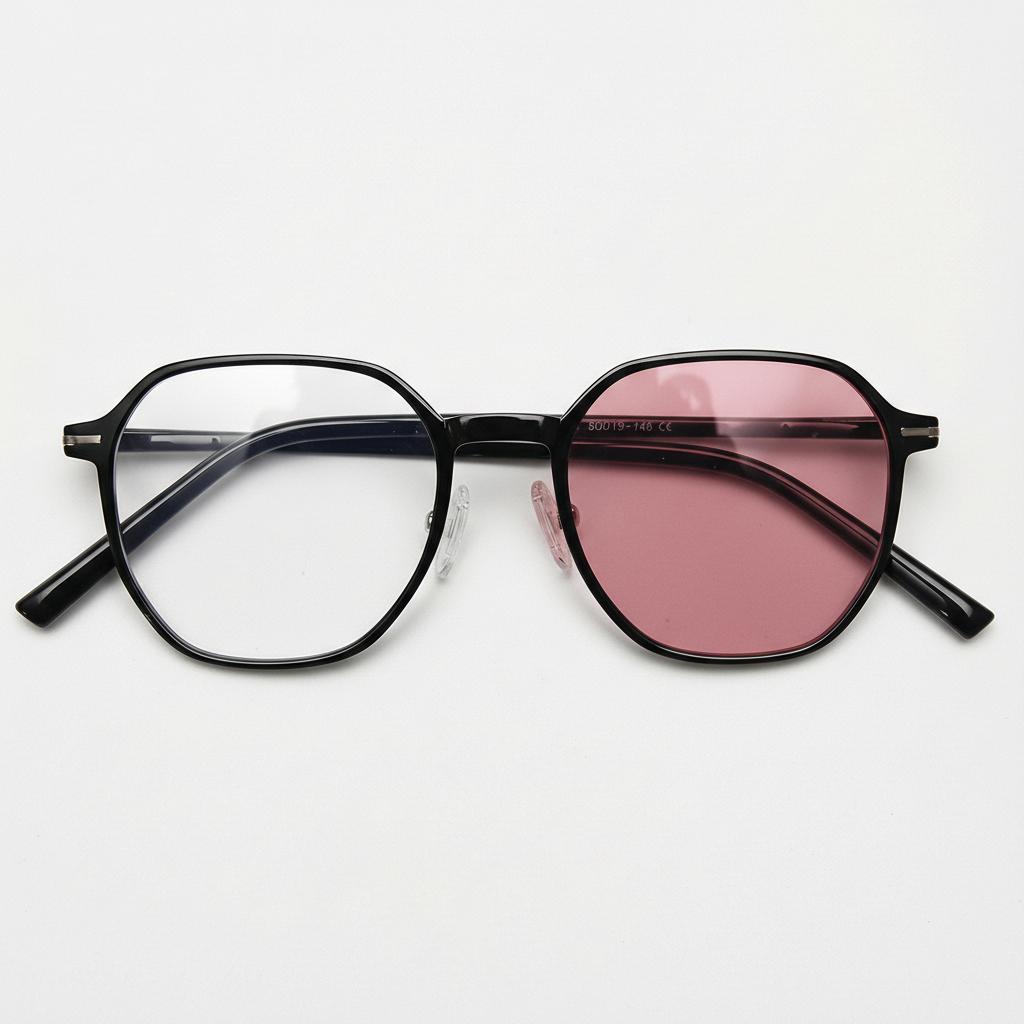 Nina Pink Photochromic Lens Glasses - Black Square TR90 Frame - Front View