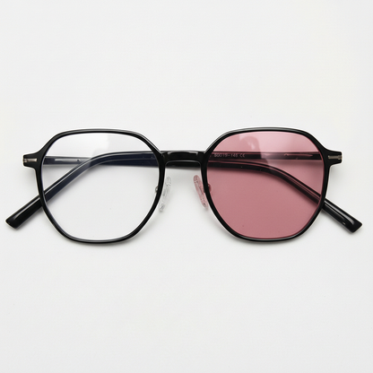 Nina Pink Photochromic Lens Glasses - Black Square TR90 Frame - Front View