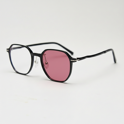 Nina Pink Photochromic Lens Glasses - Black Square TR90 Frame - Side View