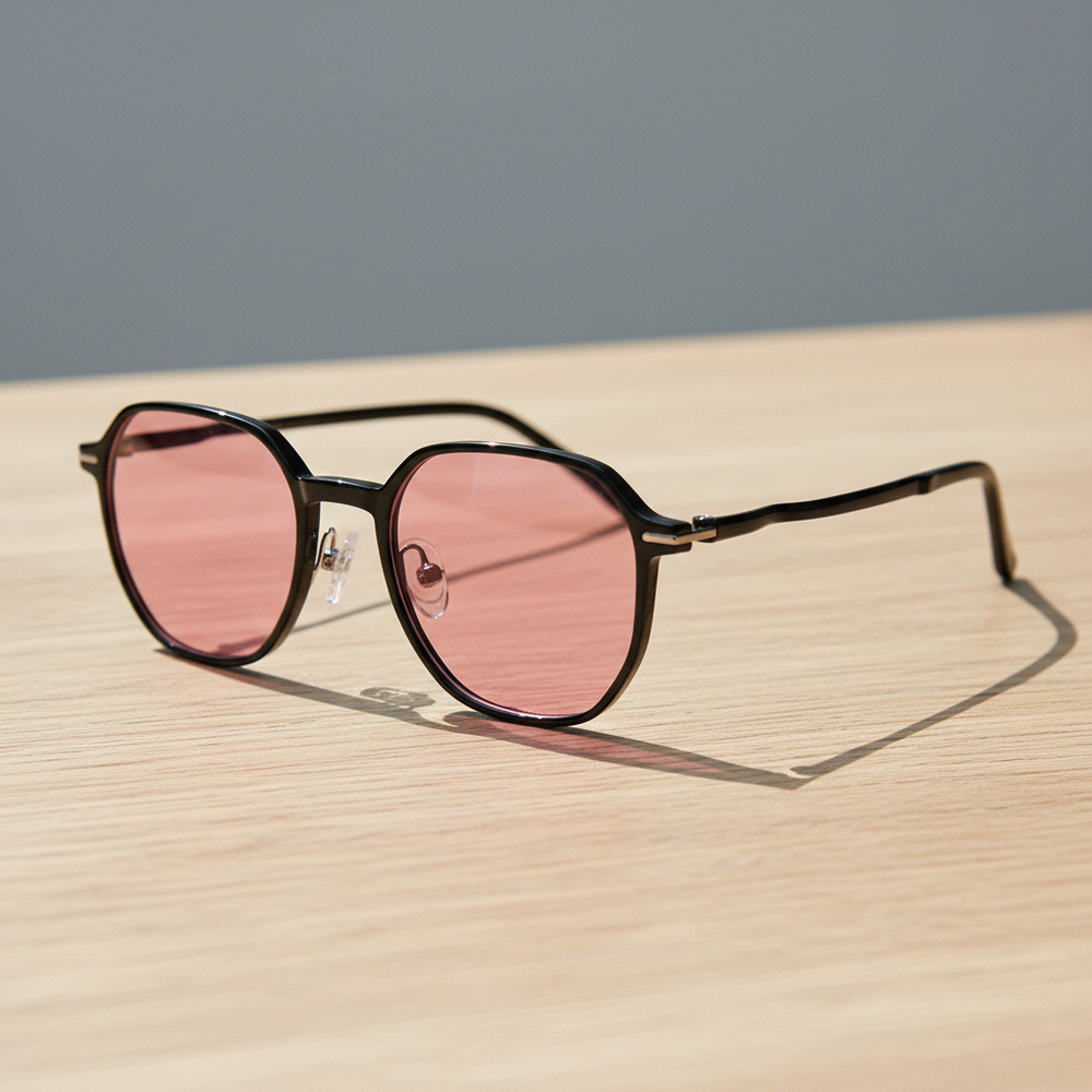 Nina Pink Tinted Lens Sunglasses - Black Square TR90 Frame