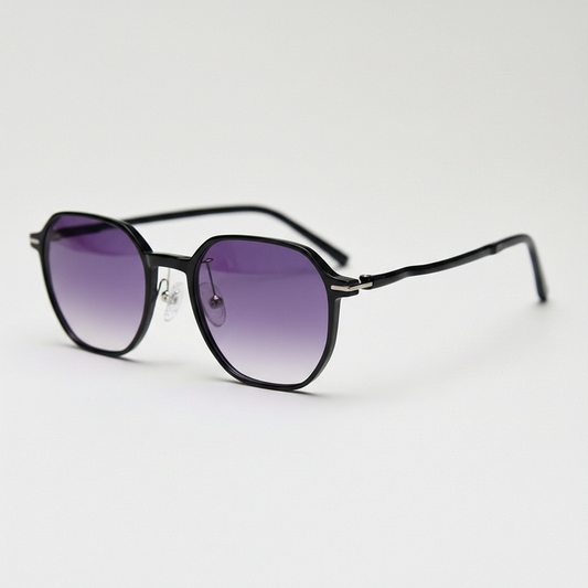 Nina Purple Gradient Lens Sunglasses - Black Square TR90 Frame - Side View