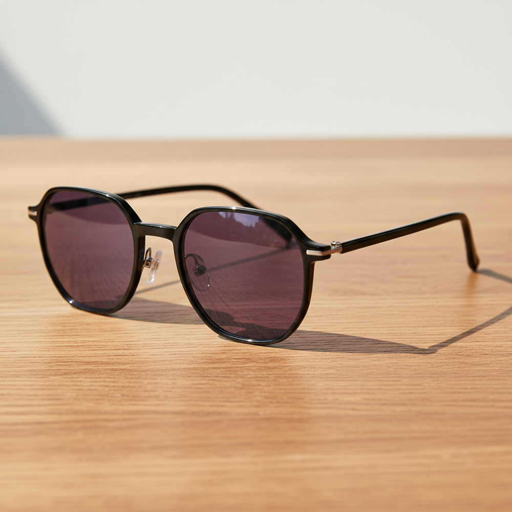 Nina Purple Tinted Lens Sunglasses - Black Square TR90 Frame