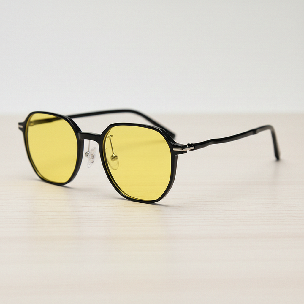 Nina Yellow Tinted Lens Sunglasses - Black Square TR90 Frame - Lifestyle Shot