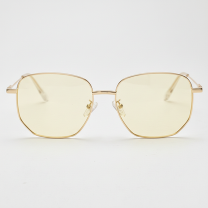 Ruth Blue Light Lens Glasses - Gold Geometric Metal Frame - Front View