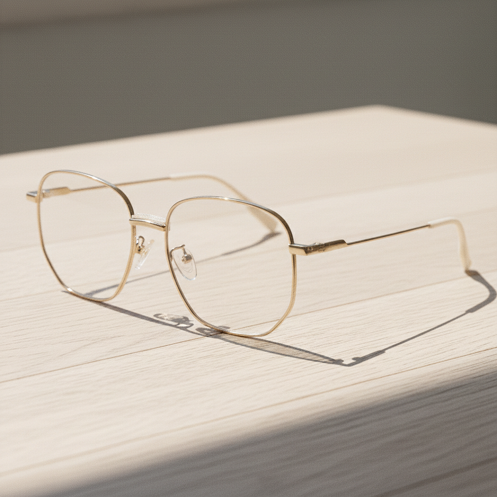 Ruth Clear Lens Glasses - Gold Geometric Metal Frame