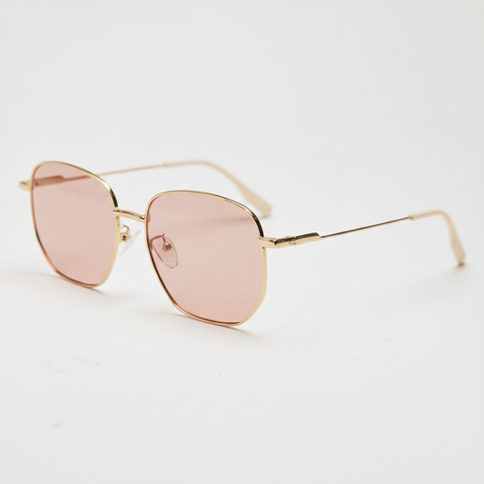 Ruth Rose Tinted Lens Sunglasses - Gold Geometric Metal Frame FL-41 Glasses - Side View