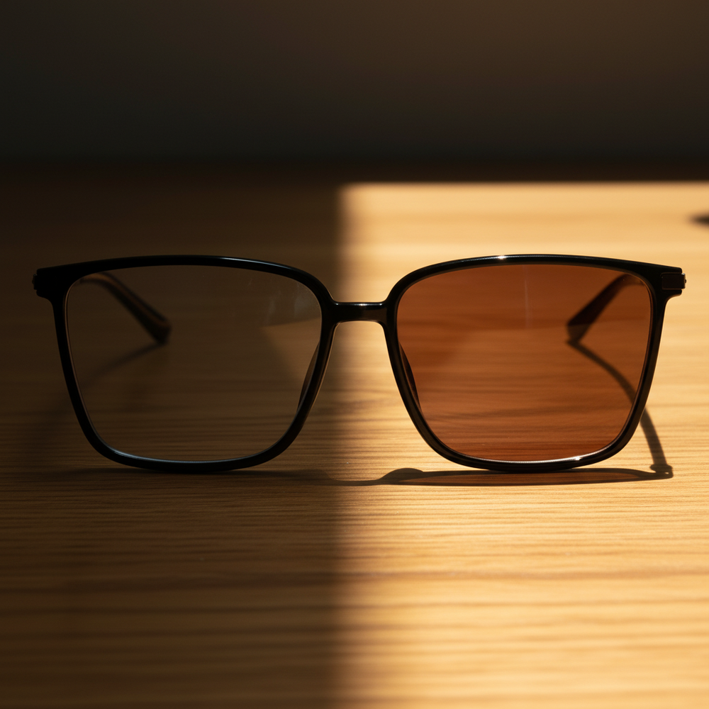 Sally Brown Photochromic Lens Glasses - Glossy black Square TR90 Frame