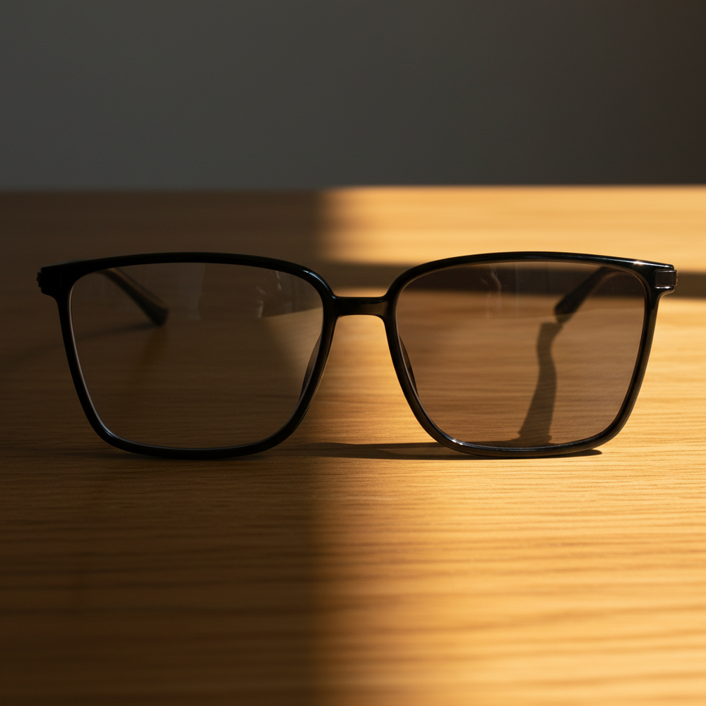 Sally Grey Photochromic Lens Glasses - Glossy black Square TR90 Frame