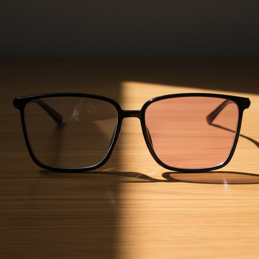 Sally Pink Photochromic Lens Glasses - Glossy black Square TR90 Frame