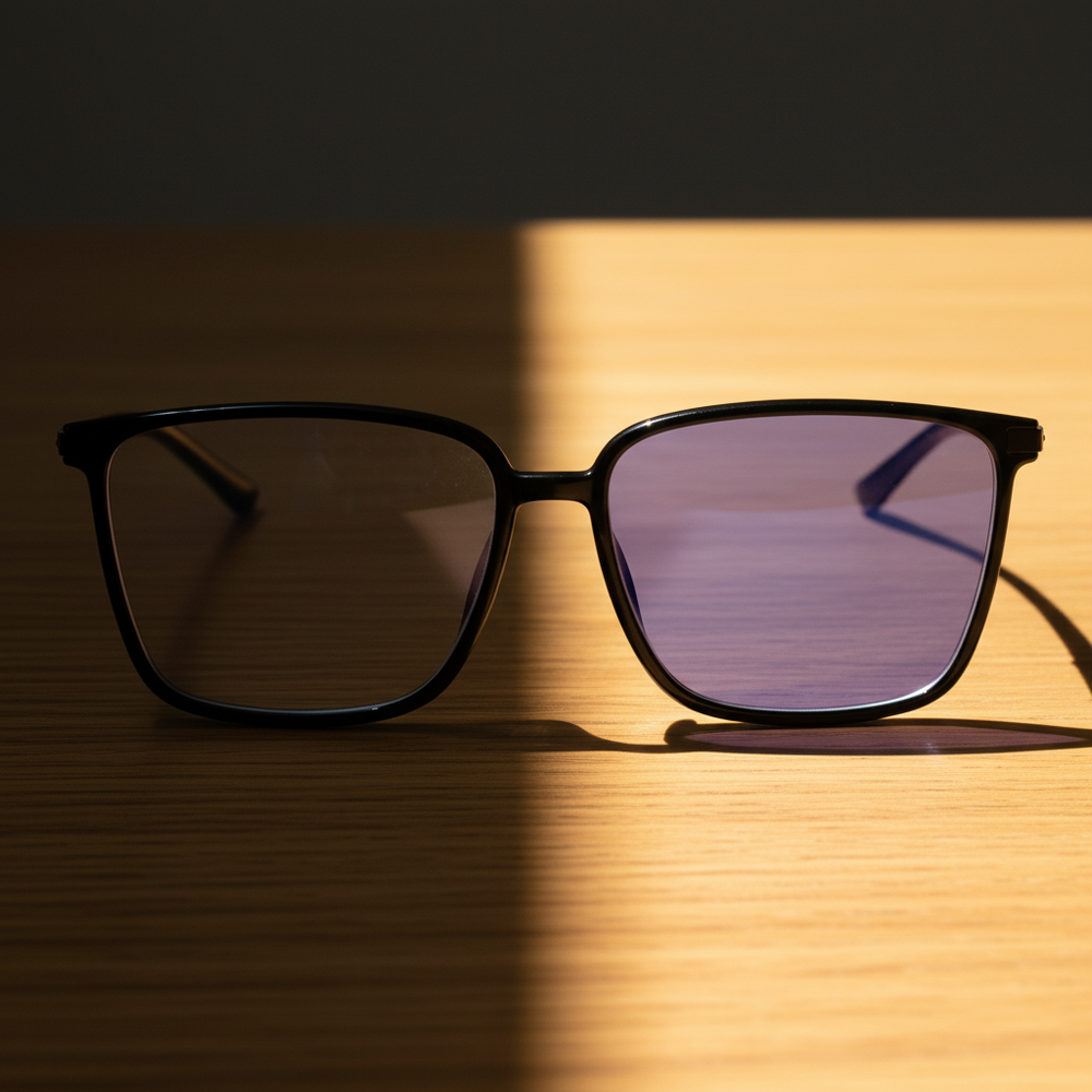 Sally Purple Photochromic Lens Glasses - Glossy black Square TR90 Frame