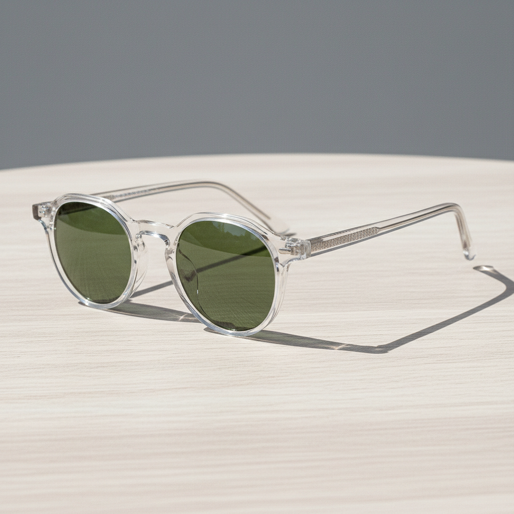 Susan Green Tinted Lens Sunglasses - Clear Geometric TR90 Frame
