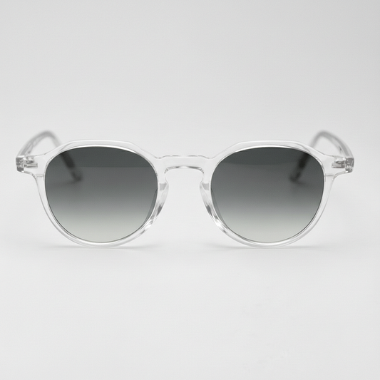 Susan Grey Gradient Lens Sunglasses - Clear Geometric TR90 Frame - Front View