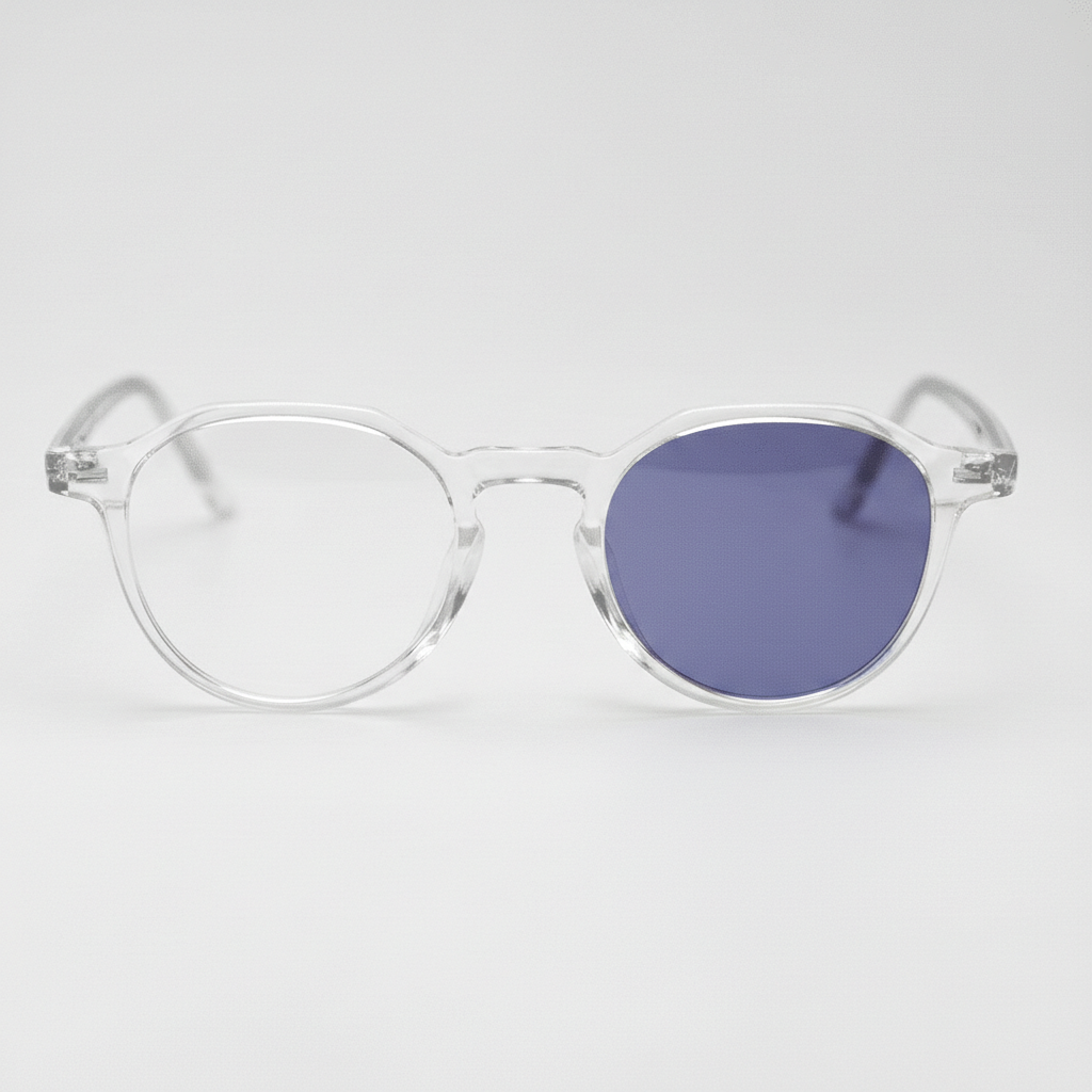 Susan Purple Photochromic Lens Glasses - Clear Geometric TR90 Frame - Front View