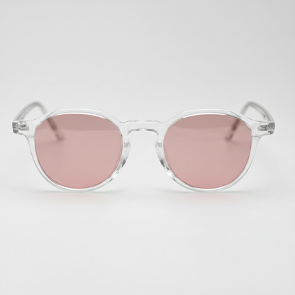 Susan Rose Tinted Lens Sunglasses - Clear Geometric TR90 Frame FL-41 Glasses - Front View