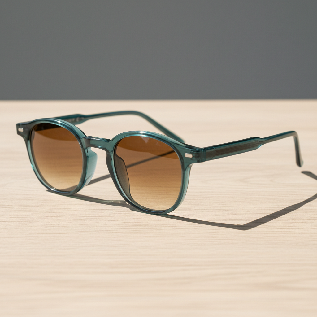 Tina Brown Gradient Lens Sunglasses - Green Round TR90 Frame - Lifestyle Shot