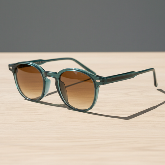 Tina Brown Gradient Lens Sunglasses - Green Round TR90 Frame - Lifestyle Shot